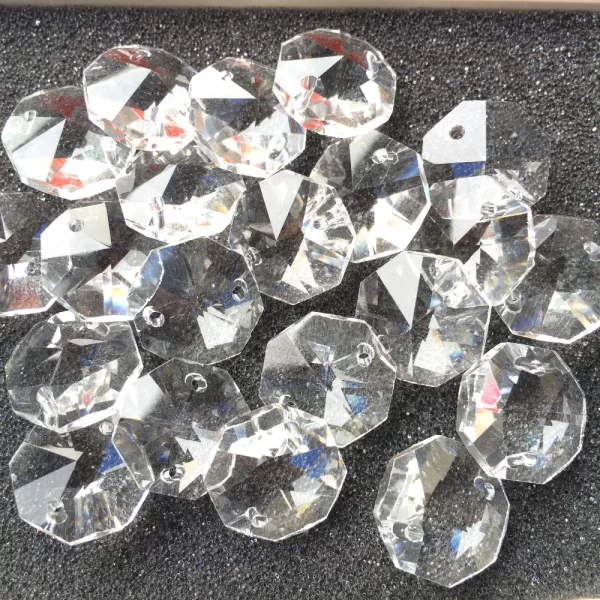 1280pcs/lot 16mm Clear Crystal Chandelier Beads in TwoHoles Glass Lighting Accessories For Christmas Garlands Strands Chains