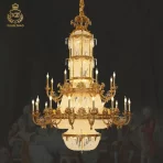 French Luxury Brass Crystal Wedding Decor Villa Living Room Chandelier Hotel Banquet Hall Elegant Pendant Lamp