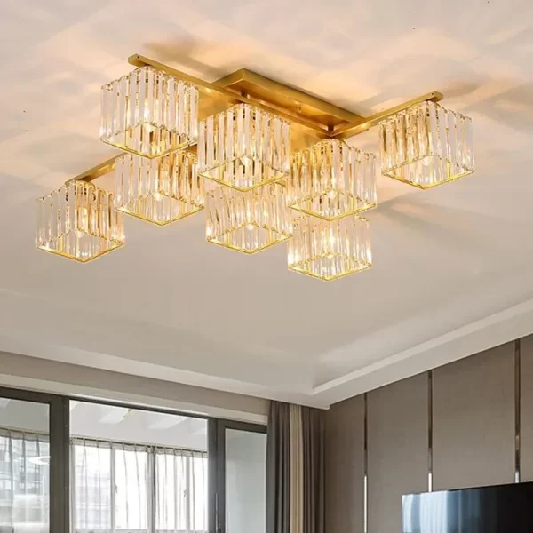 Modern Square Crystal Ceiling Chandelier Lamp New Design For Living Room Elegant Illumination Home Decor Lustre Pendant light
