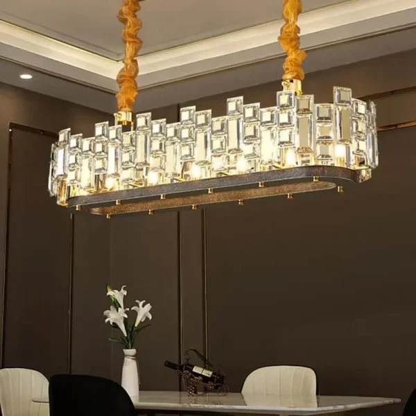 Gold LED Chain Ceiling Chandelier Modern Crystal Ceiling Lamp For Living Room Home Interior Lighting Elegant Decoration Lustre