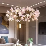 Luxury Copper Ceiling Chandelier Magnolia Flower Light Modern Pendant Light For Bedroom Living Dining Room Artistic Lamp Design