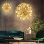 Stainless Firework Ball Steel Ceiling Lamp Kobuc Modern Loft Spark Ball LED Chandelier Store Shopping Mall Decor Light Stylish