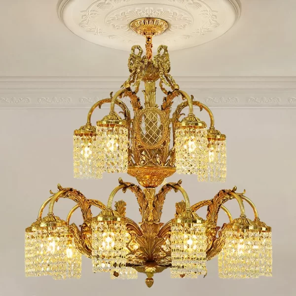 French Baroque Luxury Crystal Brass Villa Living Room Art Design Chandelier Hotel Lobby Wedding Decor Pendant Lamp