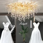 Luxury Gold Branch Crystal Chandelier Modern Lighting For Bedroom Dining Living Room Kitchen Elegant Home Decor