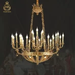 French Brass Retro Chandelier Palace Stair Lamp Luxury Villa Club Hotel Hall Copper Candle Pendant Light