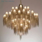 Luxury LED Chandeliers Lighting Traditional Vintage Tassel Crystal Pendant Hanging Lamp Lustre for Living Room Bedroom Villa