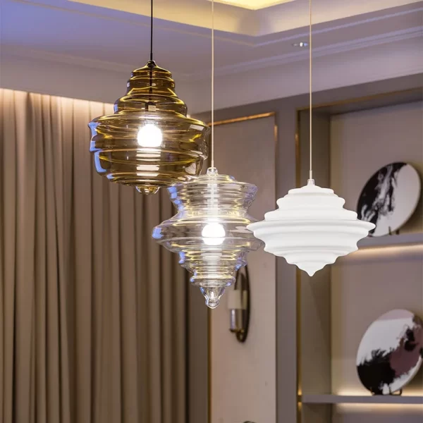 Postmodern Nordic Art Chandelier Rotating Glass Pendant Lamp for Dining Room Study Bar Home Decor LED Indoor Lighting Fixtures