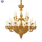 European Villa Living Room Brass Big Chandelier Duplex Hotel Lobby Banquet Hall Lamp French Copper Pendant Light