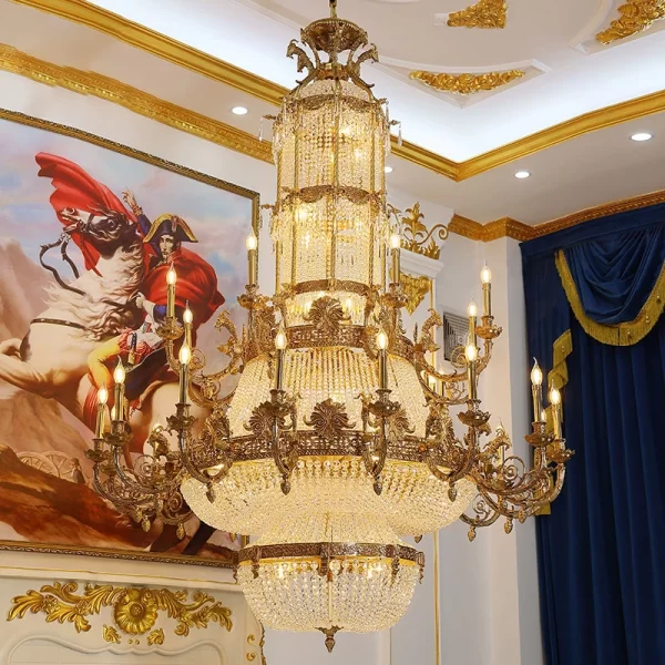 French palace decoration luxury imperial crystal lamp shopping mall stairs hanging interior design luxury chandelier