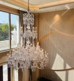 Luxury Crystal Chandelier Lights For Foyer Lobby Hall Gold Hanging Lamp for Living Room Staircase Big Pendant Lamp Ceiling Lamp