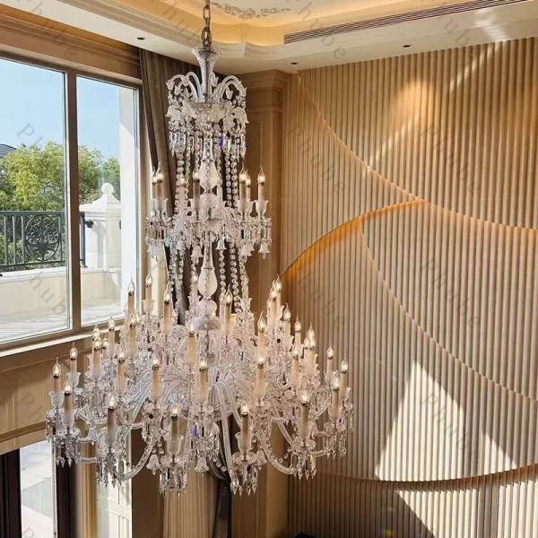 Luxury Crystal Chandelier Lights For Foyer Lobby Hall Gold Hanging Lamp for Living Room Staircase Big Pendant Lamp Ceiling Lamp