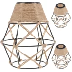 3 Pcs Hanging Lamp Shade Weaving Lamp Cover For Light Hand Woven Iron Rope Lampshade Lighting Accessory Chandelier Lampshades