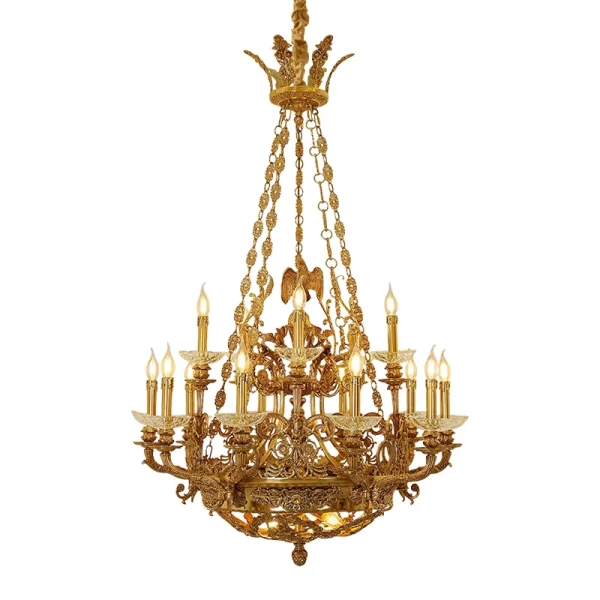 Classic French - Style Brass Flying Eagle Chandelier, Ideal For Villa Duplex Living, Traditional Church Decorative Pendant