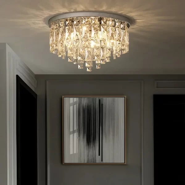 Royal Modern Crystal Ceiling Chandelier Lamp Steel LED Chandelier Art Deco Lighting Fixture For Bedroom Lustre Illumination