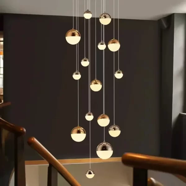 Duplex Living Room Chandelier Nordic Loft Apartment Ball Ceiling Simple Duplex Loft Villa Light Luxury Stairwell Lamp