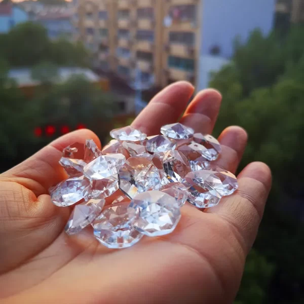 2000pcs Clear 14mm Crystal Octagonal Beads In 1Hole Glass Chandelier Accessories Lamp Lighting Parts Strand Garlands Stones