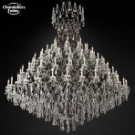 19th C. Rococo Iron & Crystal Chandelier 140-Light Ourdoor Grand Chandelier Lighting LED Vintage Clear Smoke Crystal Lustre Lamp