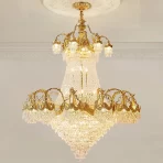 European Villa Hall Crystal Large Chandelier High Ceiling Living Room Lamp French Duplex Lobby Brass Grand Pendant Light
